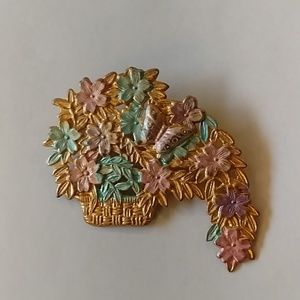 Basket of flowers pin